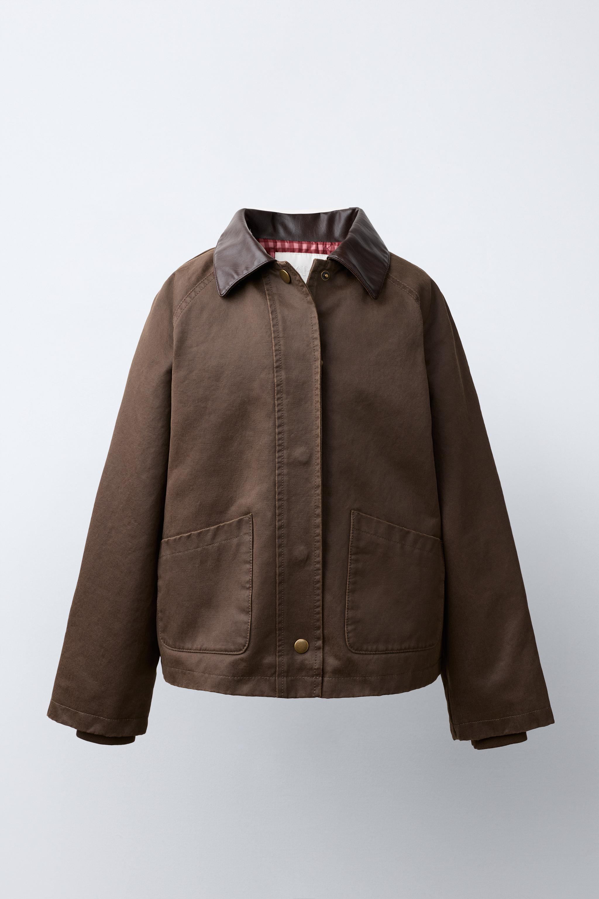 WAXED JACKET WITH CONTRAST COLLAR